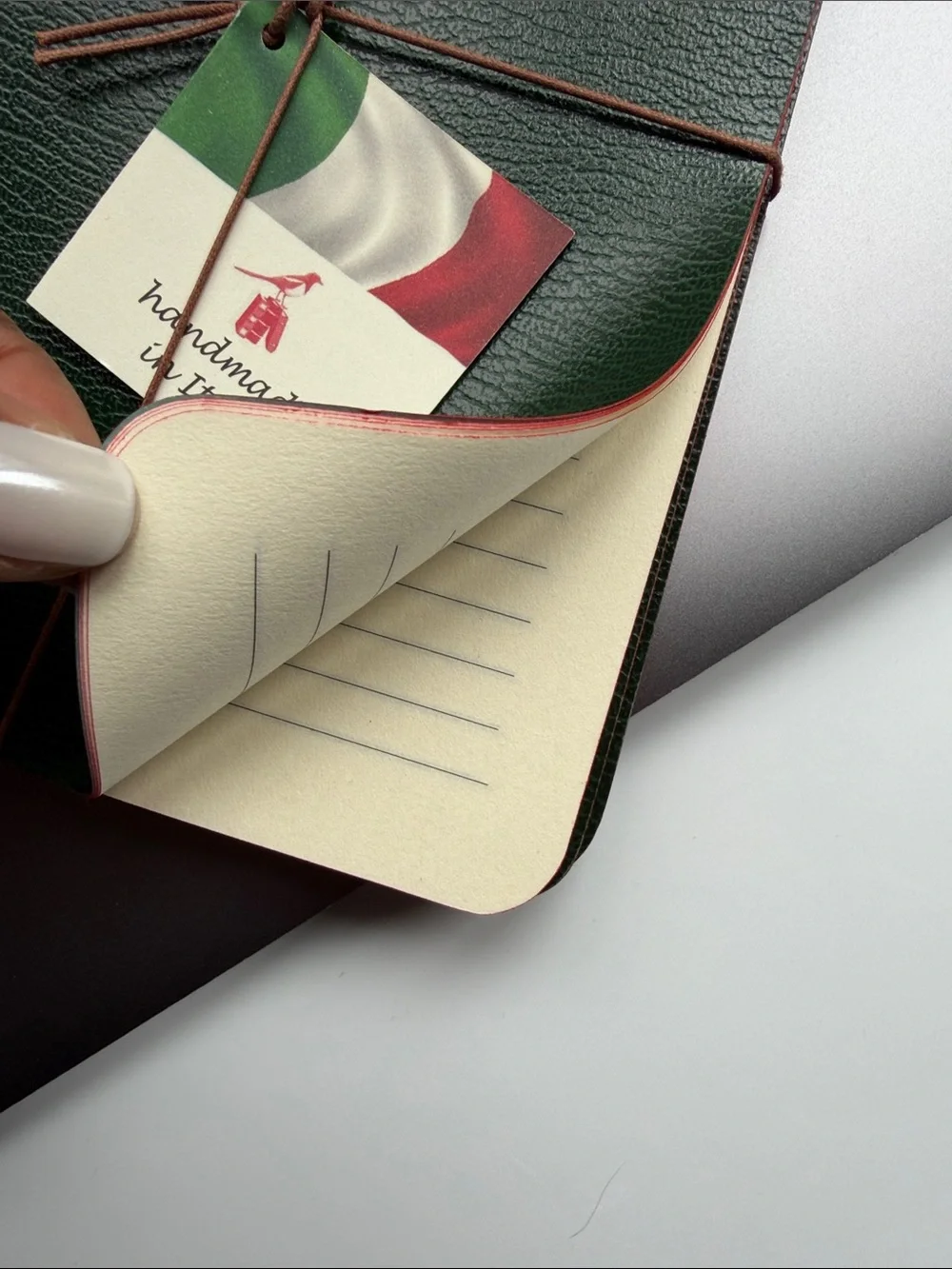 Bieffe Set of 6 Handmade Italian Notebooks - Dark Green & Red